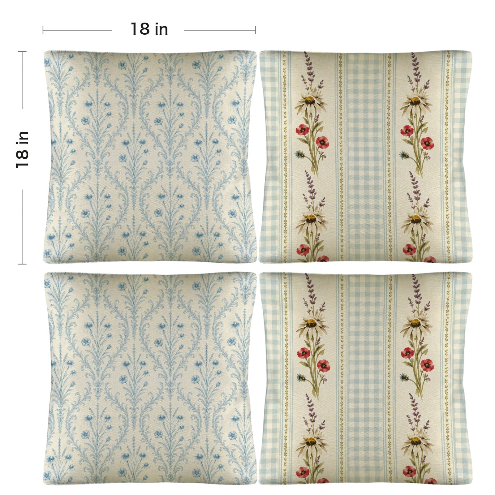 Provincial Robins Egg Pillow Set Linen Throw Pillow 18" x 18"（Customized Separately in Sets of 4） | Ships from USA