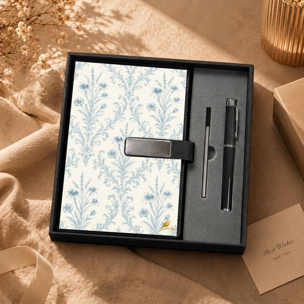 Blue Damask Journal Gift Set