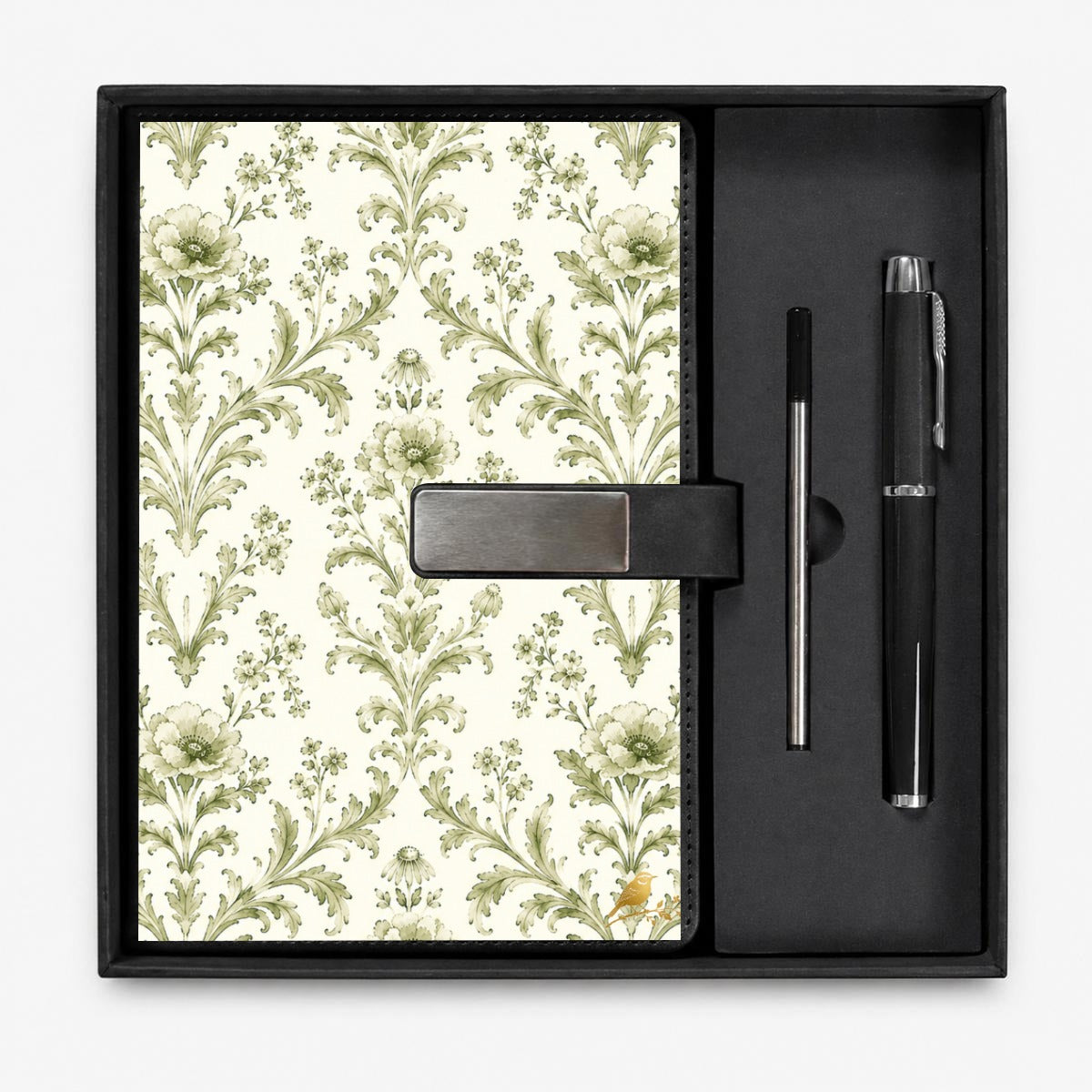 Green Damask Journal Gift Set