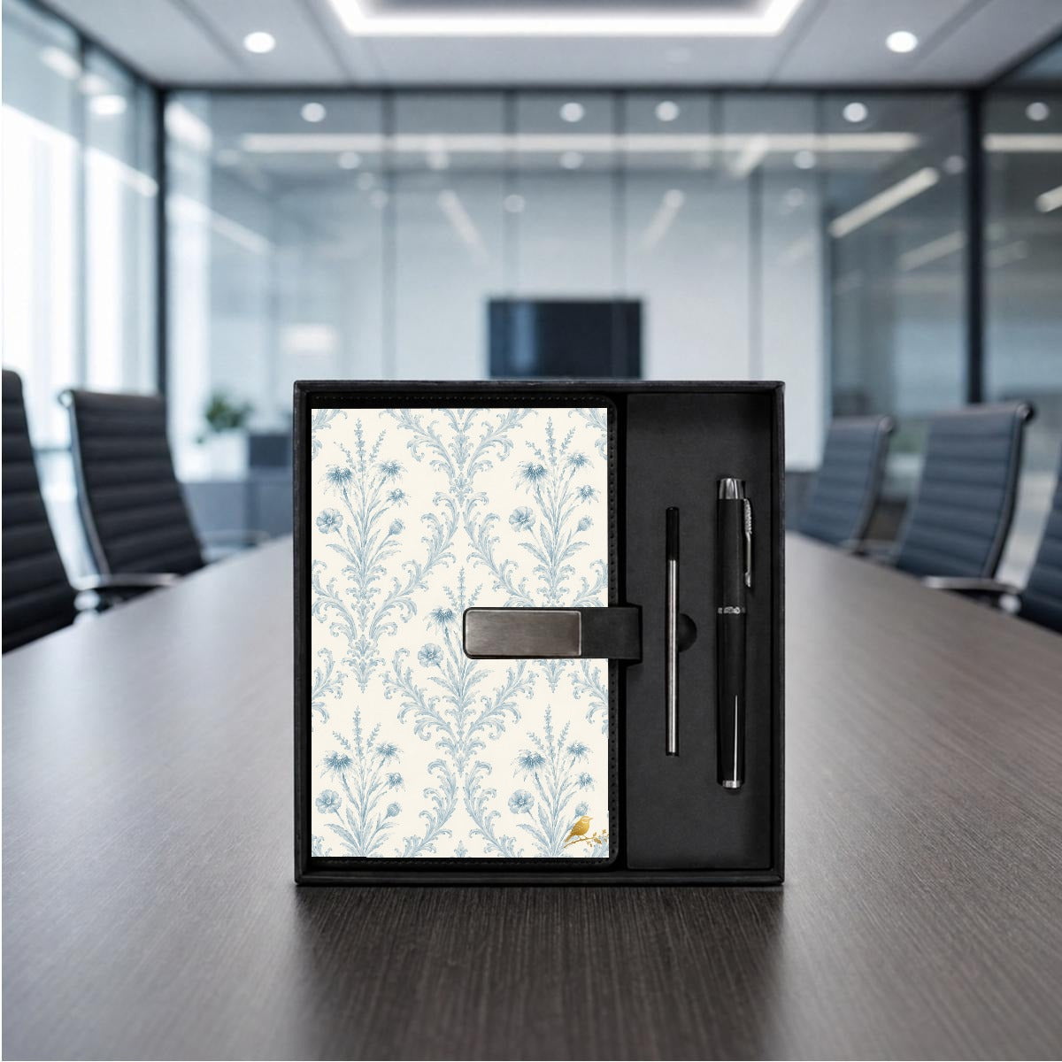 Blue Damask Journal Gift Set