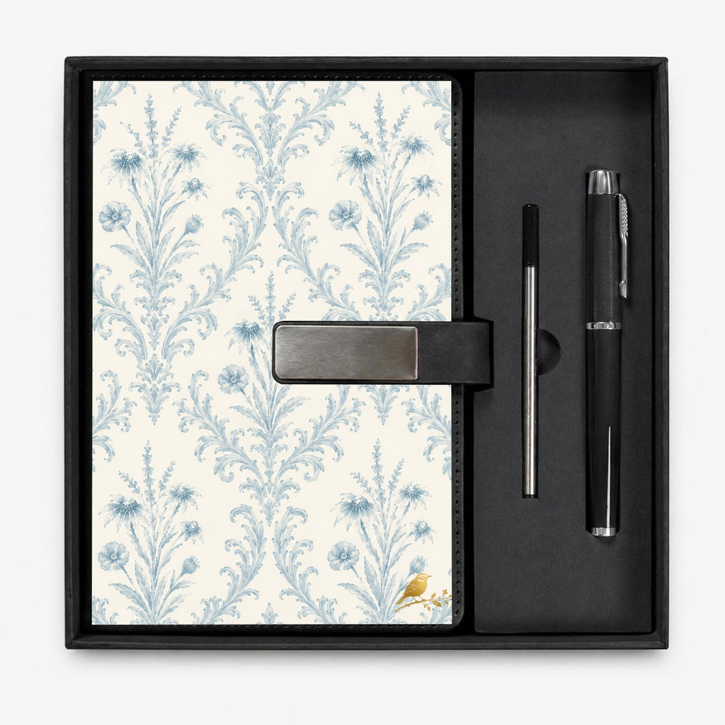 Blue Damask Journal Gift Set